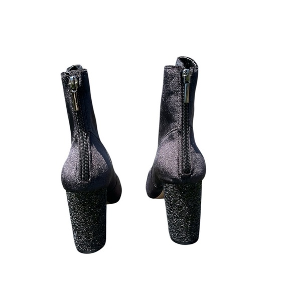 NWOT Black Ankle Boots w bling heels Sued w back heel zipper size 11 by Giuliana - Picture 4 of 7